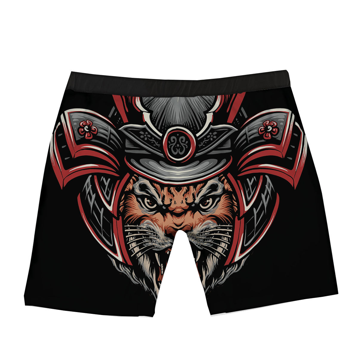 Tiger And Japanese Samurai Print Boxer Briefs-grizzshop