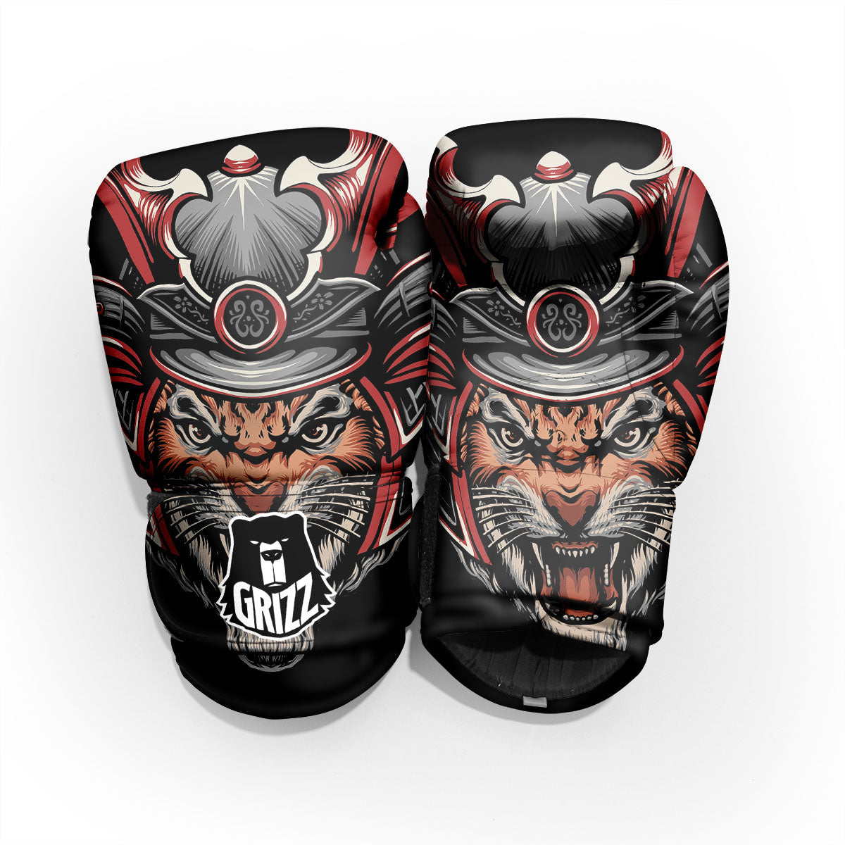 Tiger And Japanese Samurai Print Pro Boxing Glove