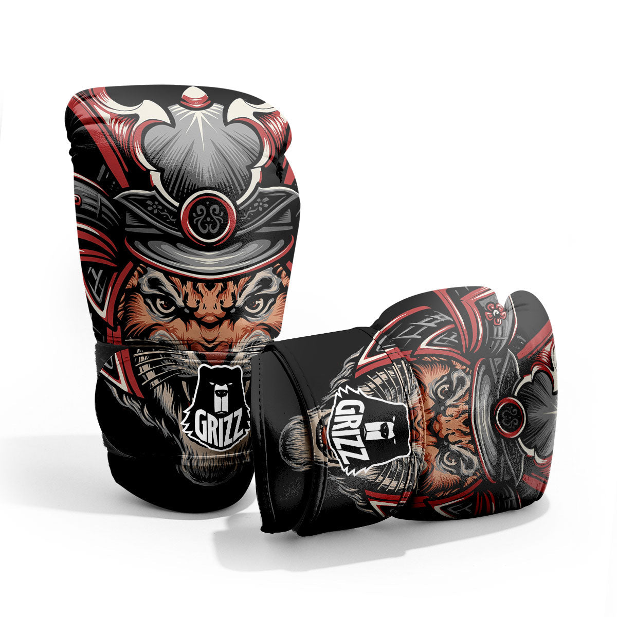 Tiger And Japanese Samurai Print Pro Boxing Glove