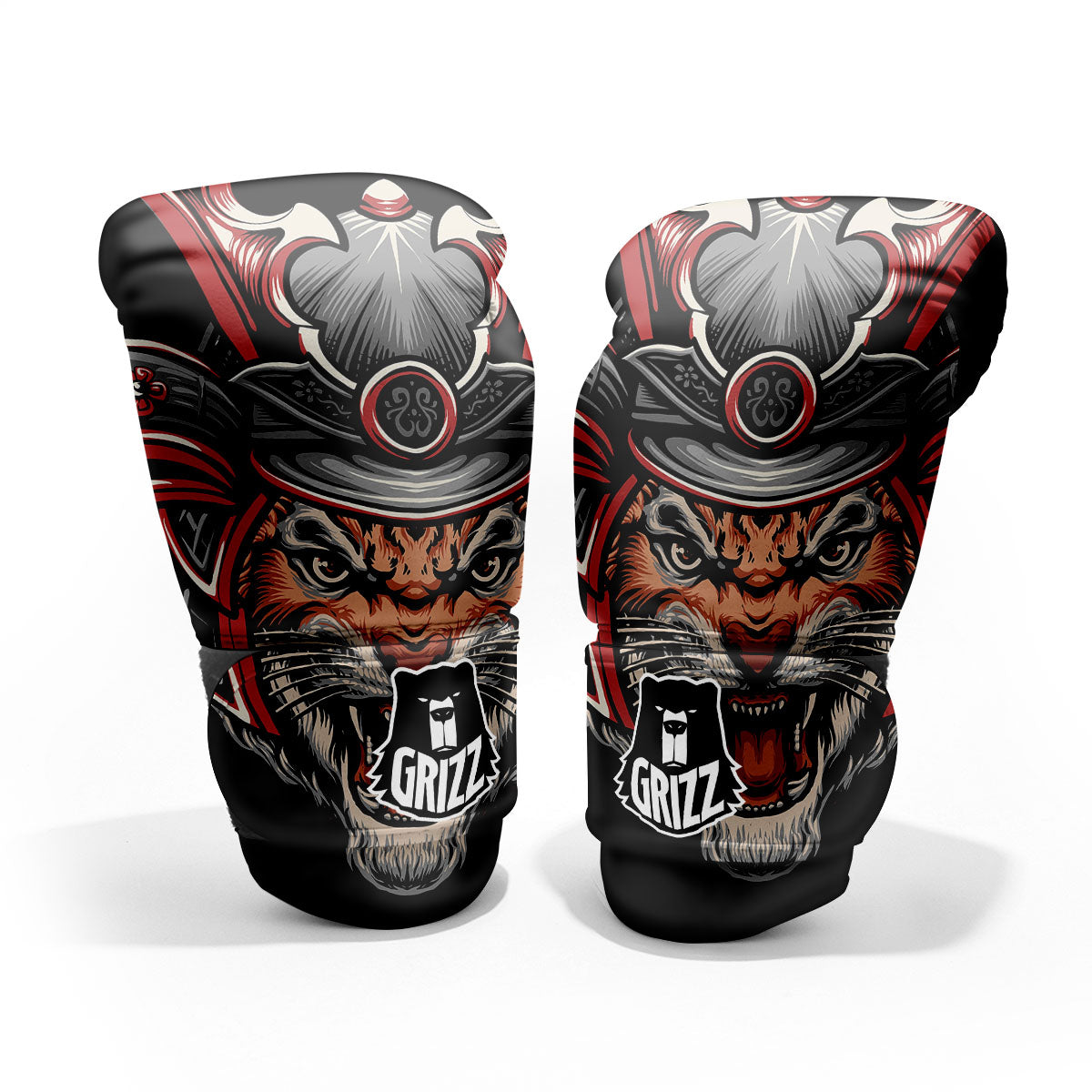 Tiger And Japanese Samurai Print Pro Boxing Glove