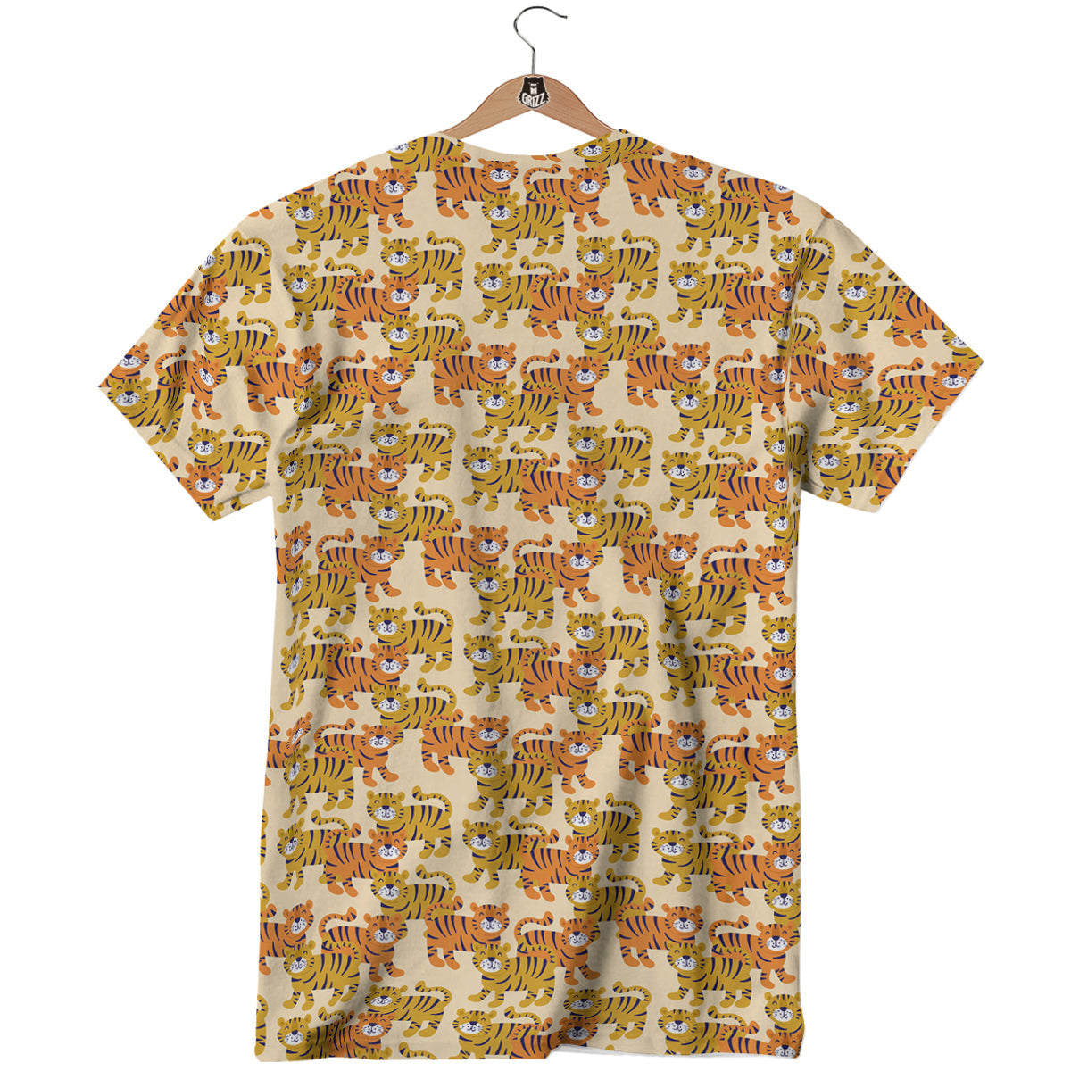 Tiger Cute Print Pattern T-Shirt-grizzshop