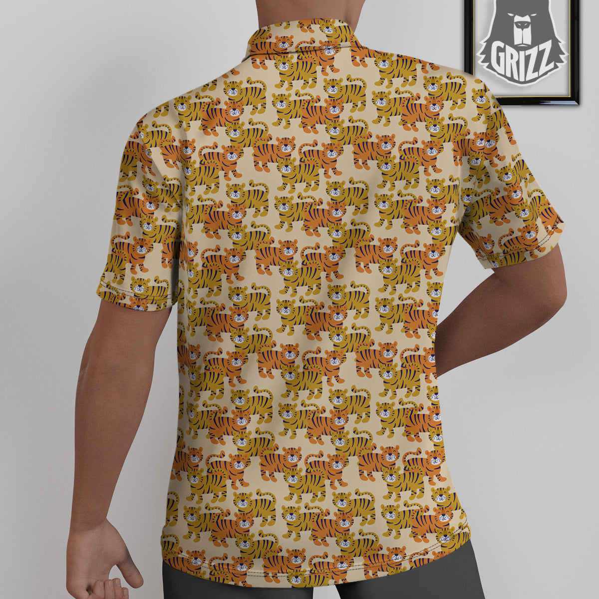 Tiger Cute Print Pattern Untucked Shirts-grizzshop