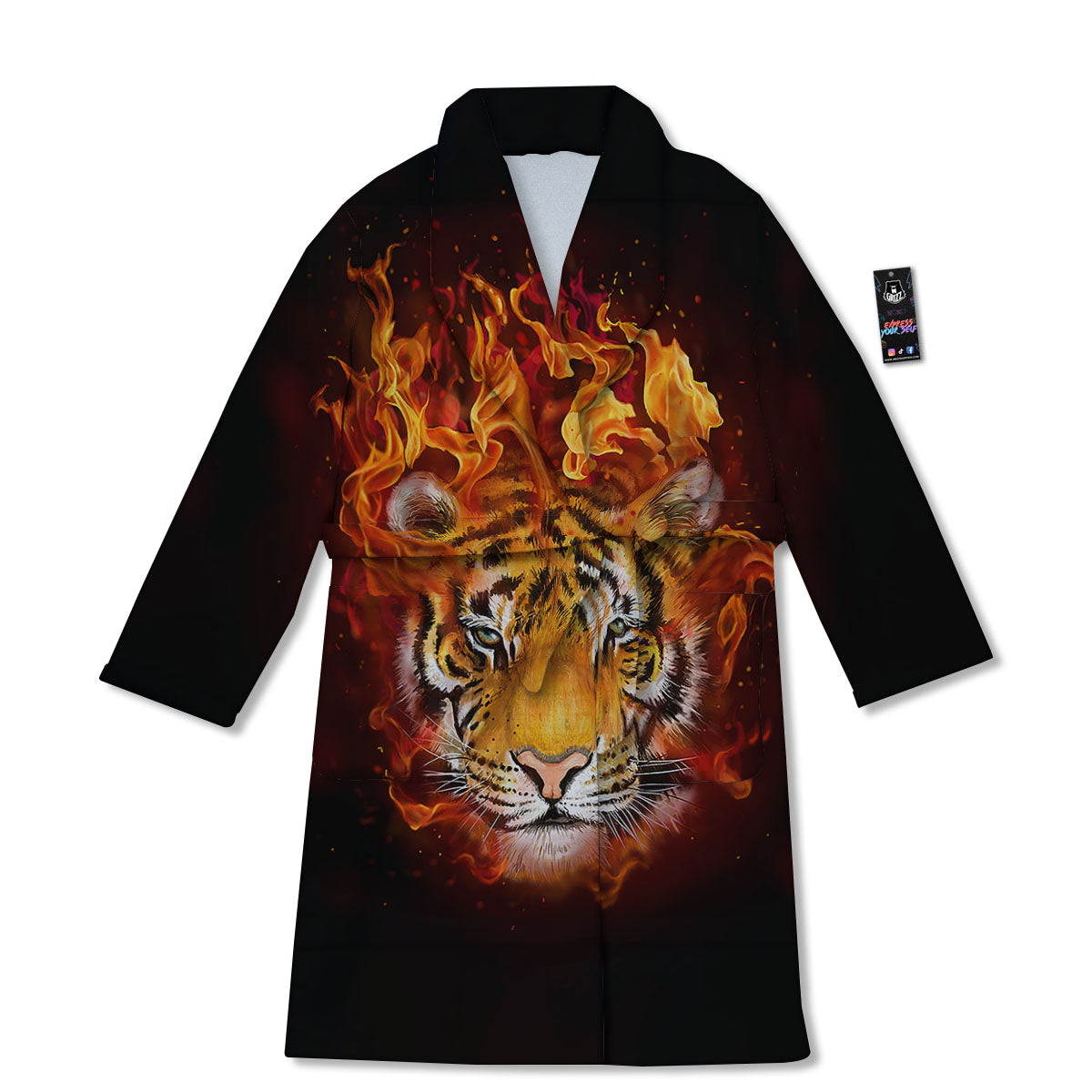 Tiger Flame Print Bathrobe-grizzshop