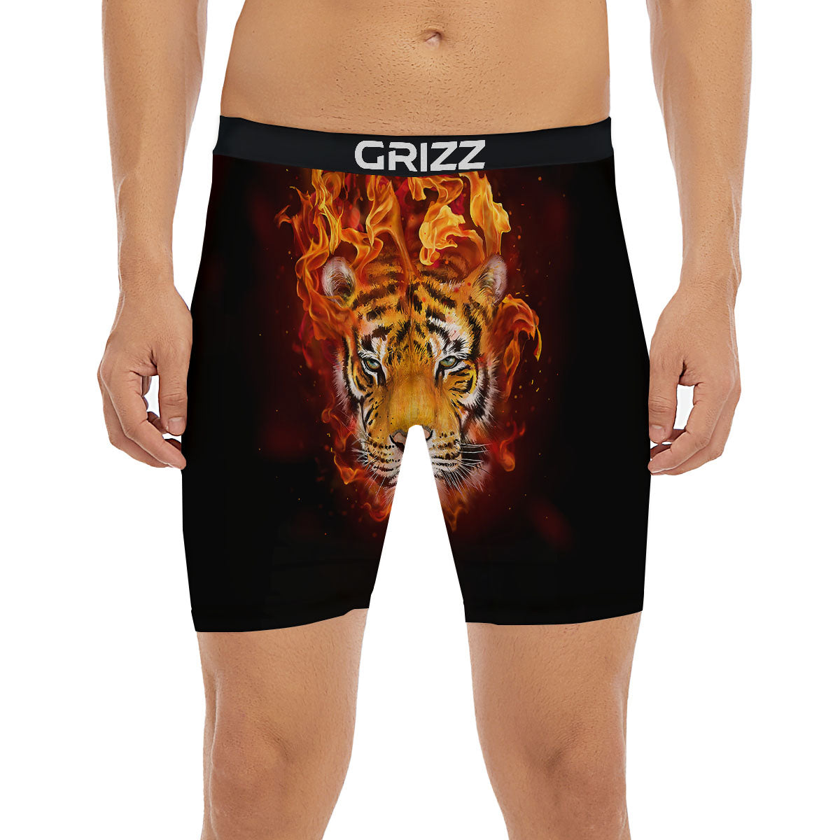 Tiger Flame Print Boxer Briefs-grizzshop