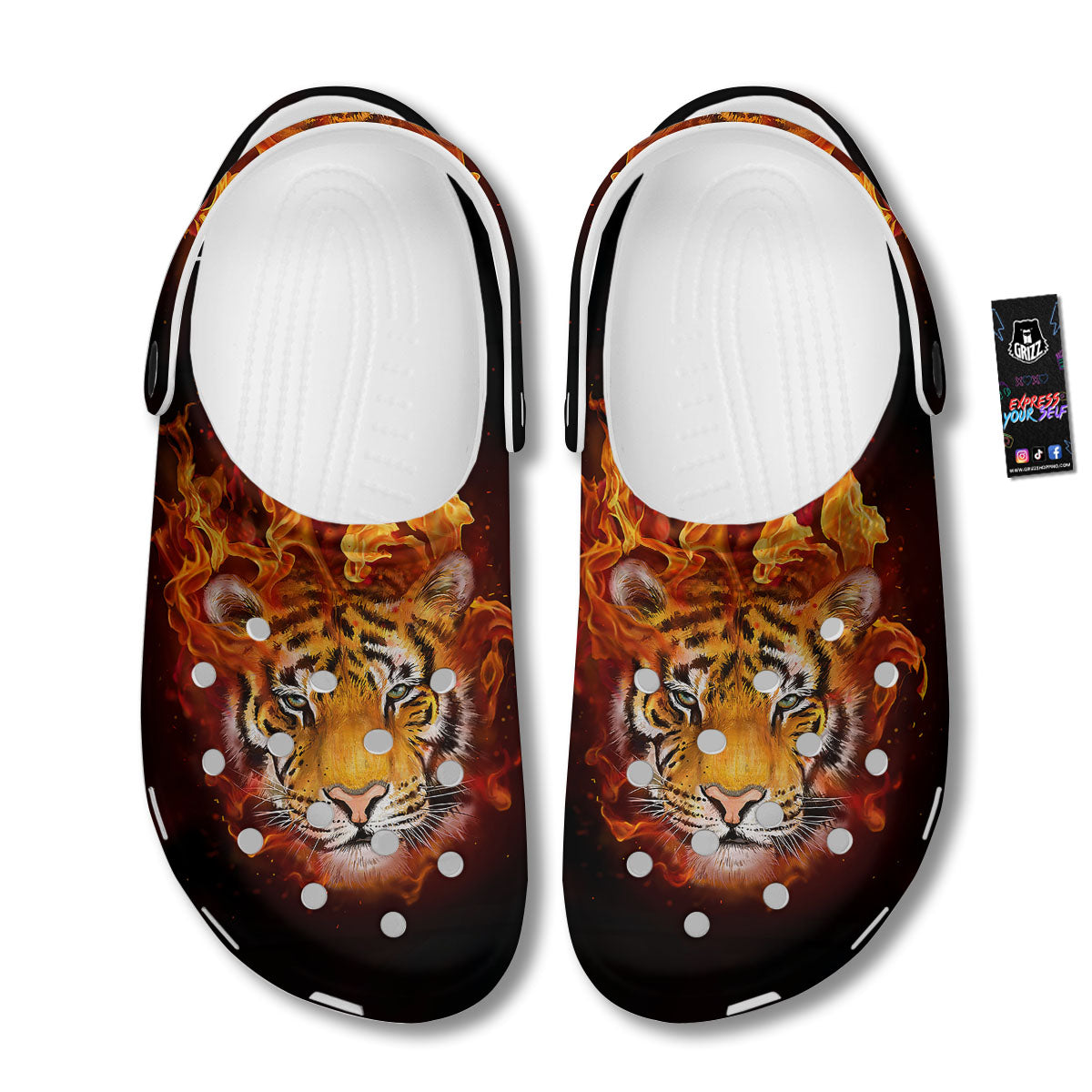 Tiger Flame Print Clog-grizzshop