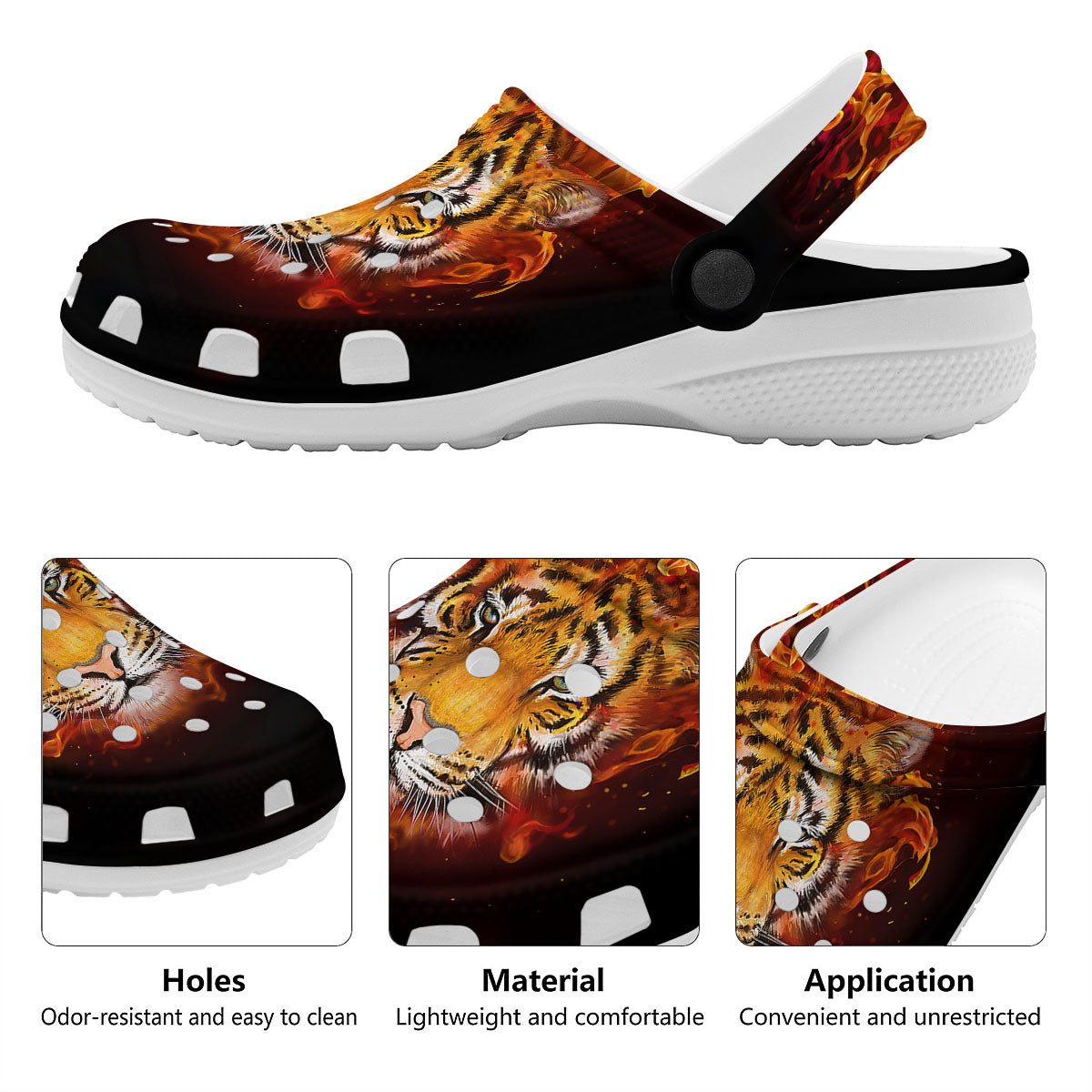 Tiger Flame Print Clog-grizzshop
