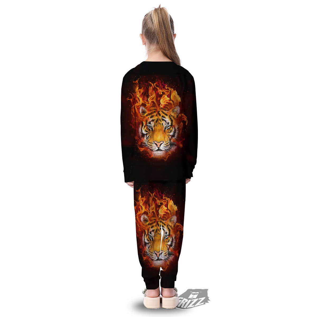 Tiger Flame Print Kid's Pajamas-grizzshop