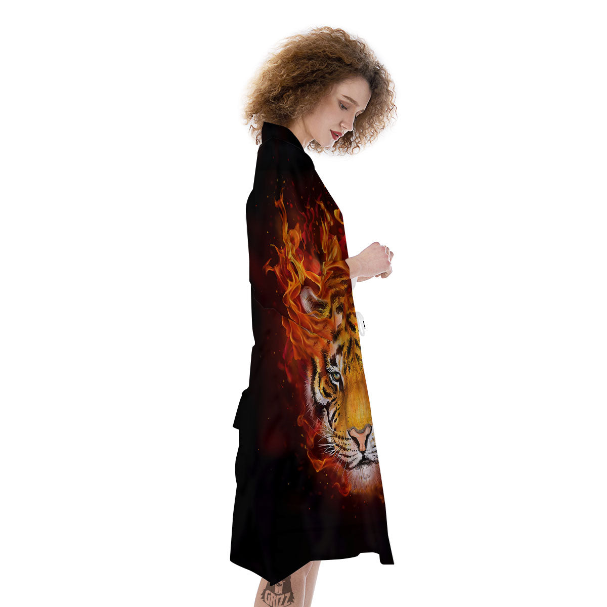 Tiger Flame Print Kimono-grizzshop