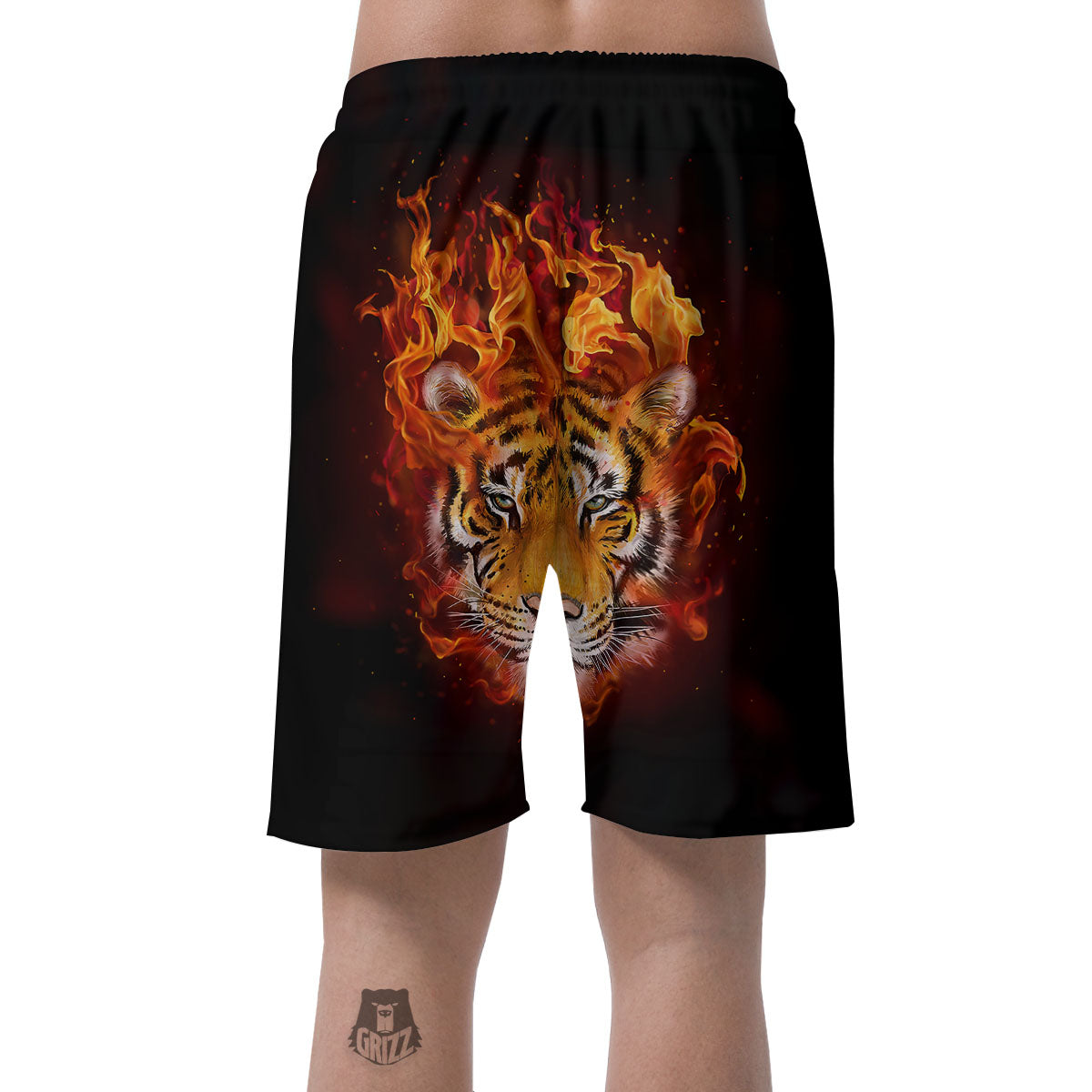 Tiger Flame Print Men's Shorts-grizzshop