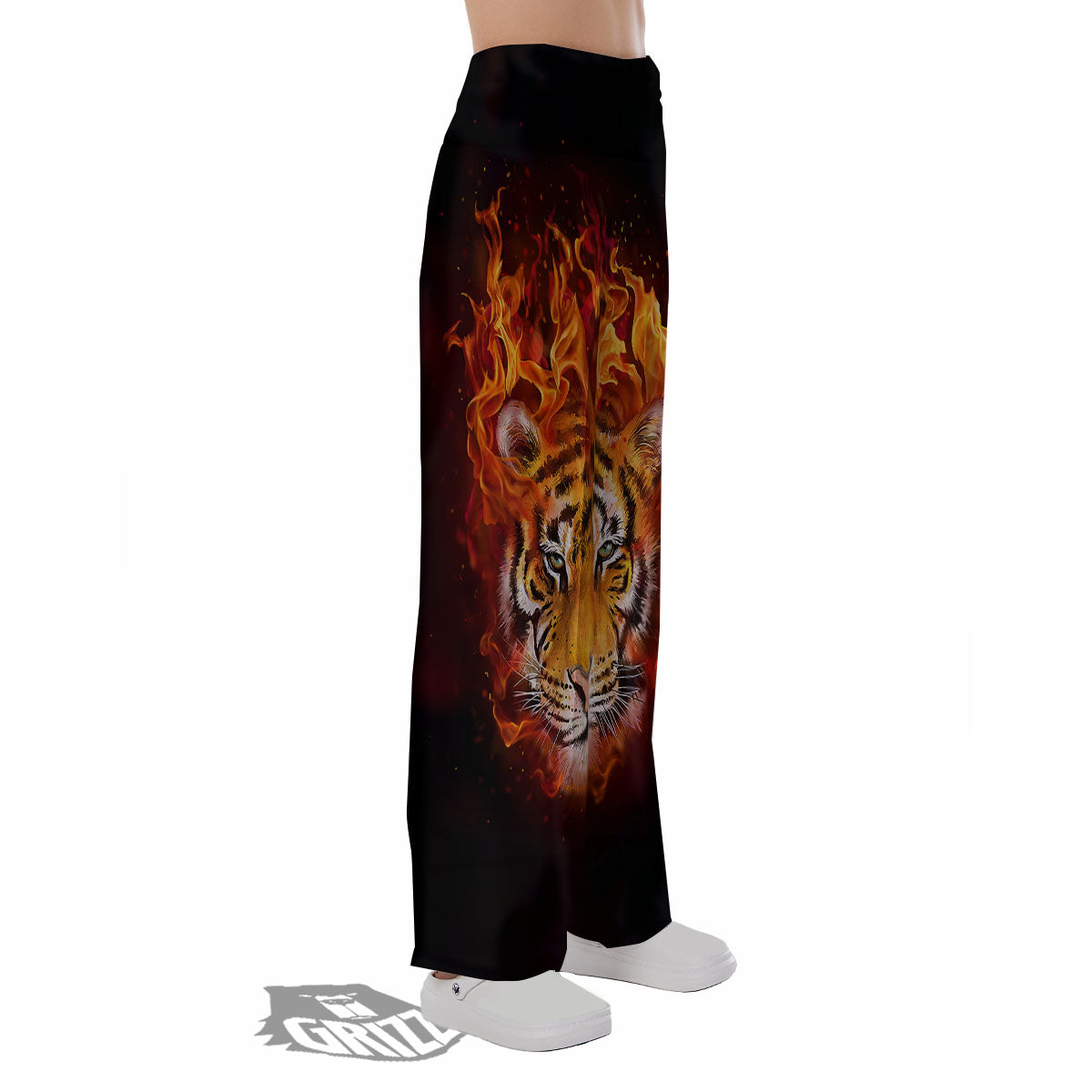 Tiger Flame Print Pajama Pants-grizzshop