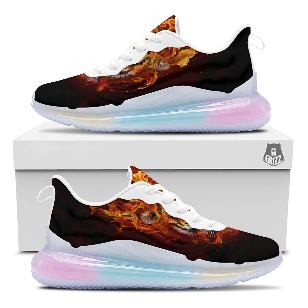 Tiger Flame Print Running Sneakers-grizzshop