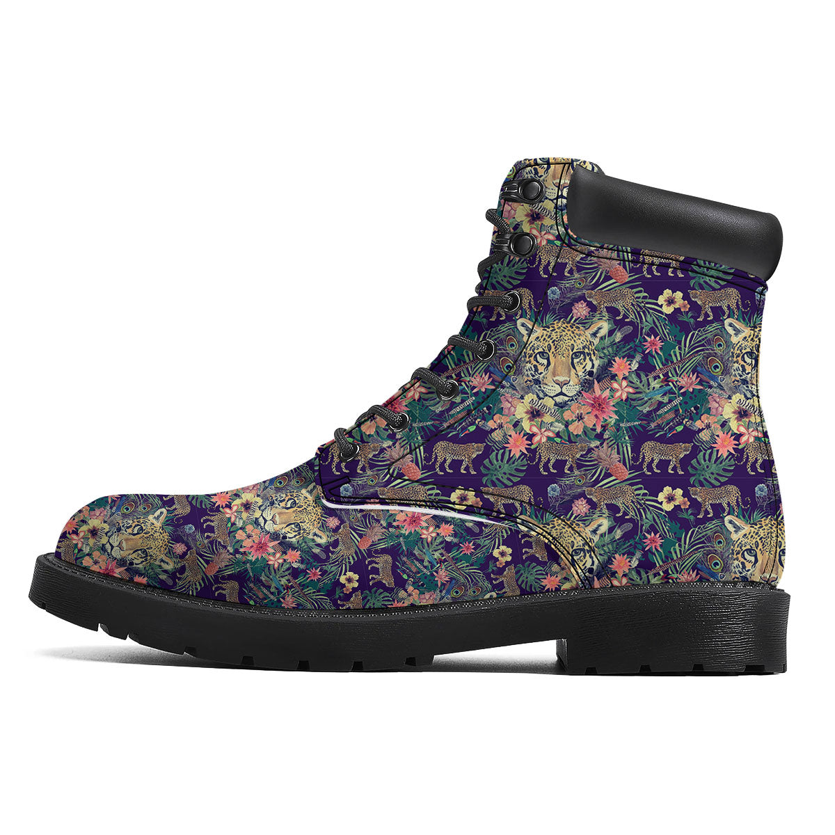 Tiger Flower And Print Pattern Boots-grizzshop