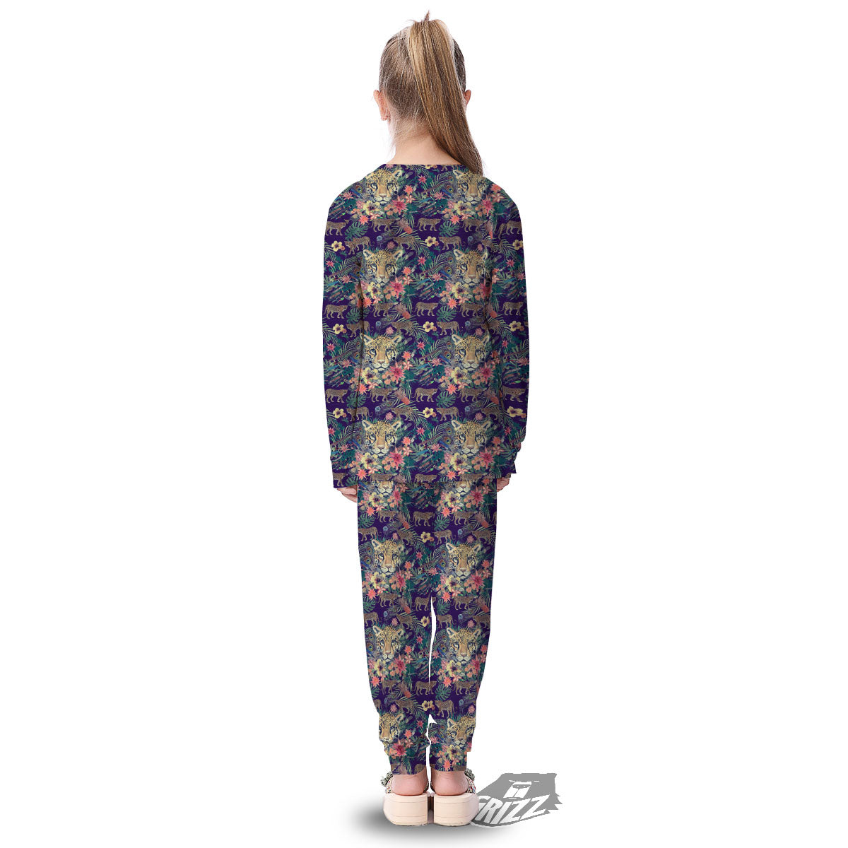 Tiger Flower And Print Pattern Kid's Pajamas-grizzshop