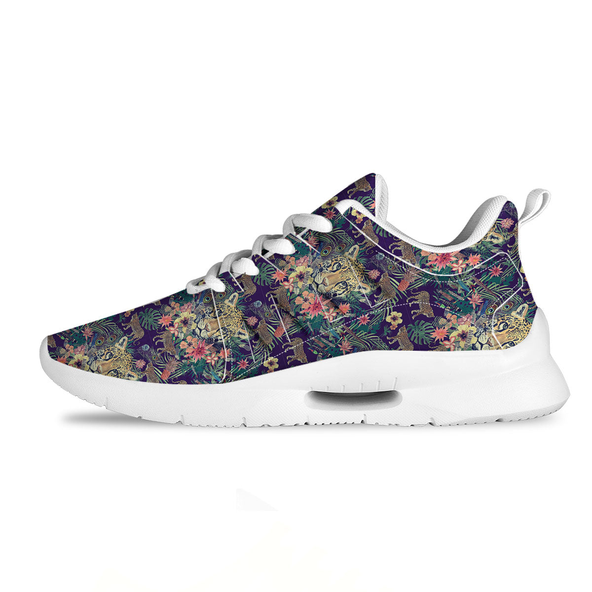 Tiger Flower And Print Pattern Tennis Shoes-grizzshop