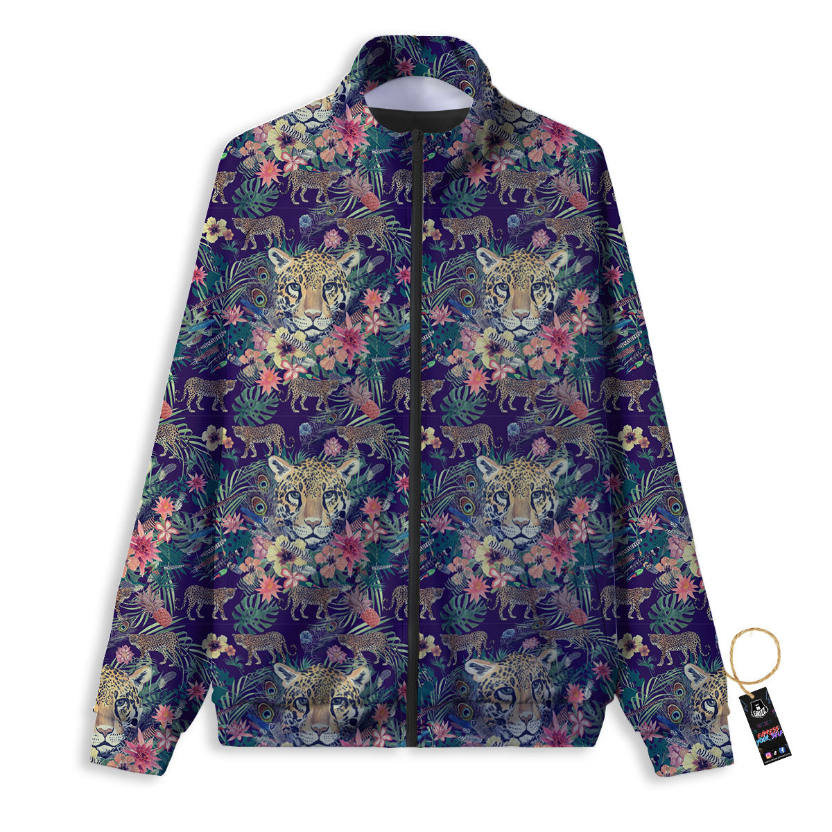 Tiger Flower And Print Pattern Track Jacket-grizzshop