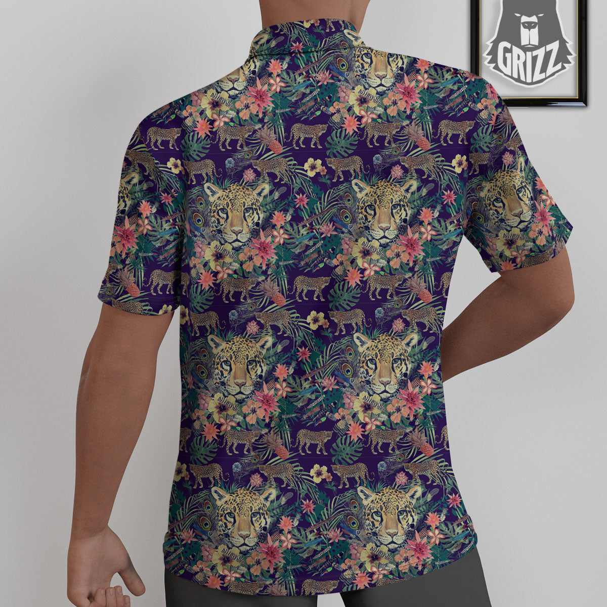 Tiger Flower And Print Pattern Untucked Shirts-grizzshop