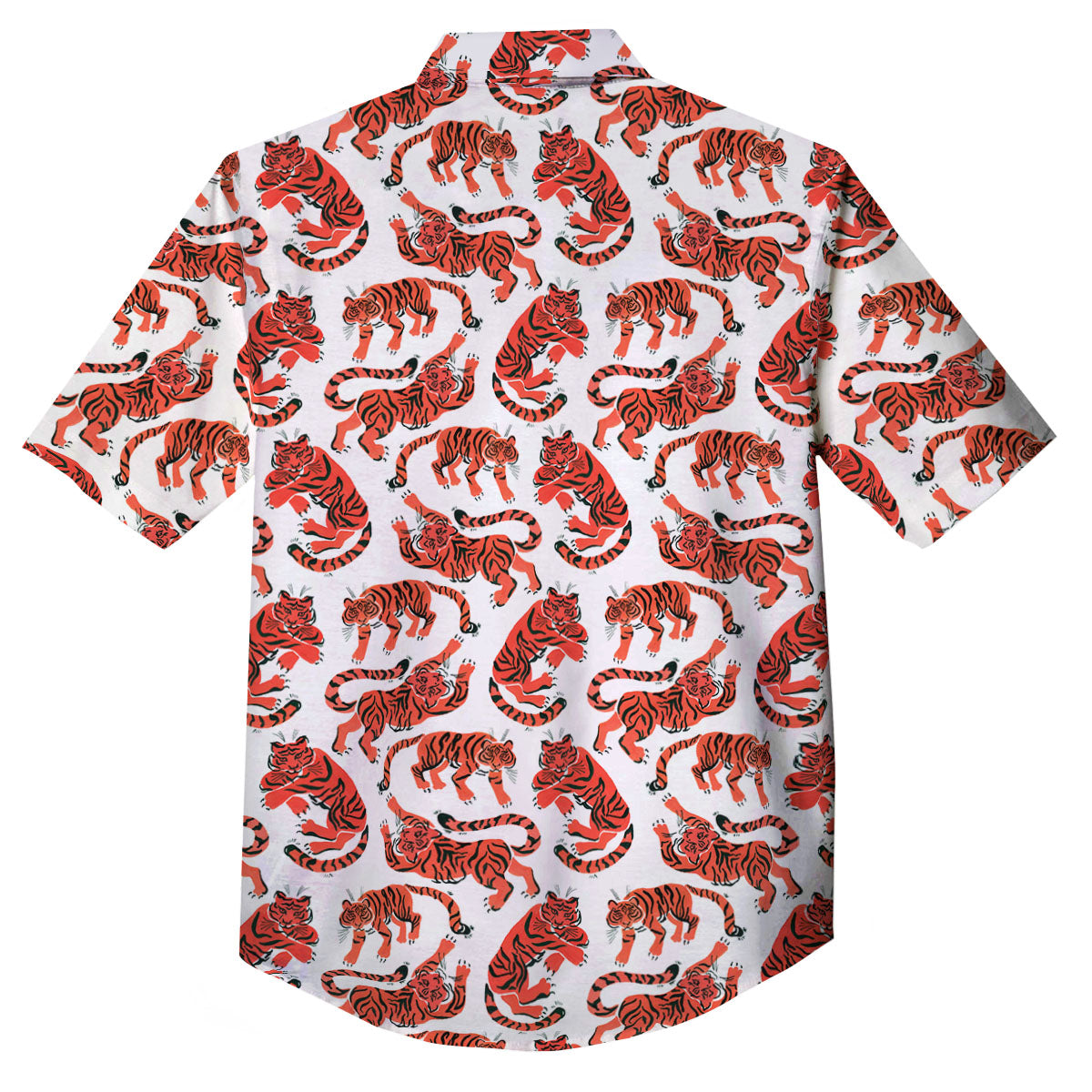 Tiger Gouache Print Pattern Button Up Shirt-grizzshop
