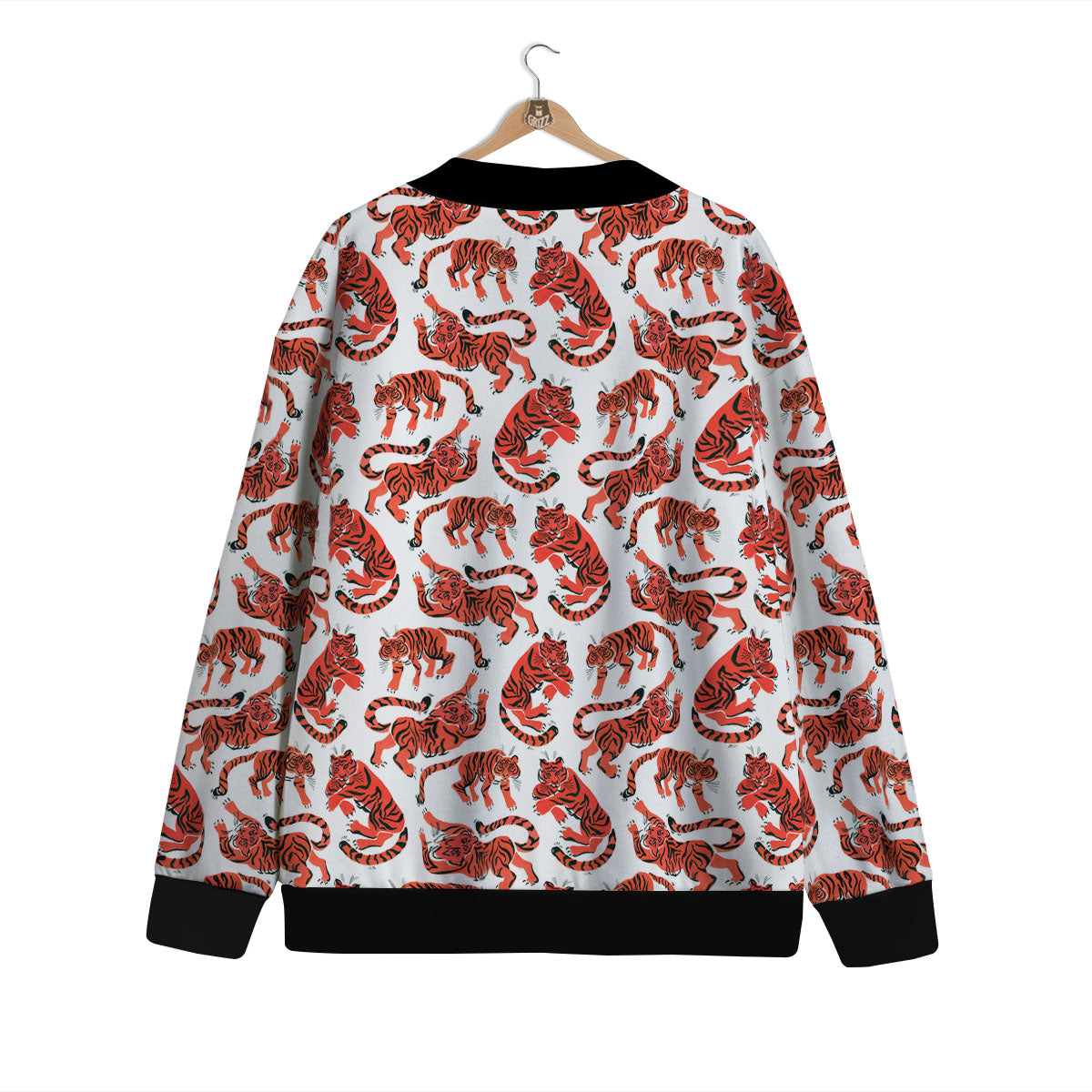 Tiger Gouache Print Pattern Cardigan-grizzshop