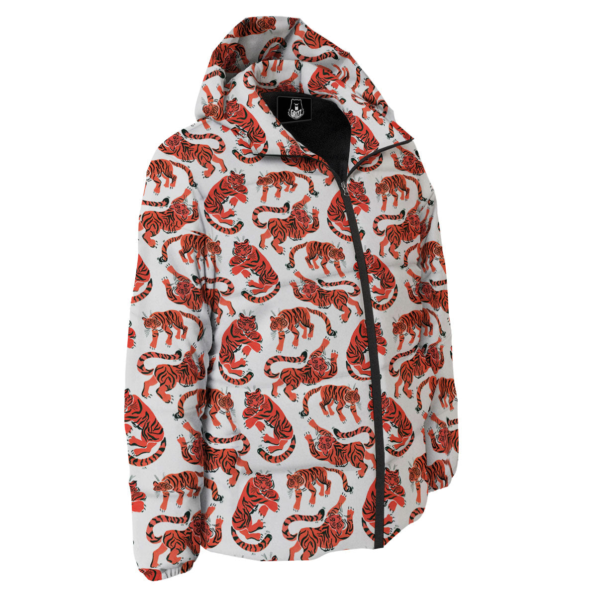 Tiger Gouache Print Pattern Down Jacket-grizzshop