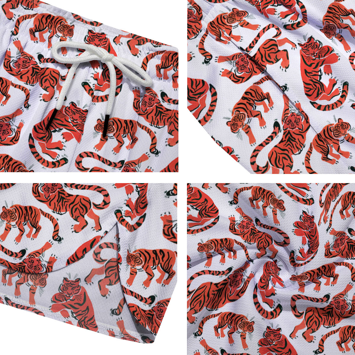 Tiger Gouache Print Pattern Men's Running Shorts-grizzshop