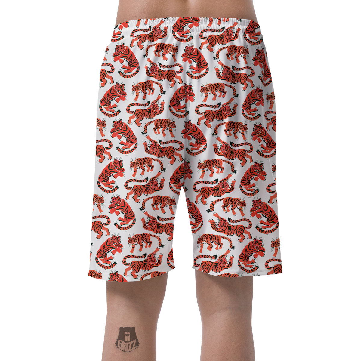 Tiger Gouache Print Pattern Men's Shorts-grizzshop