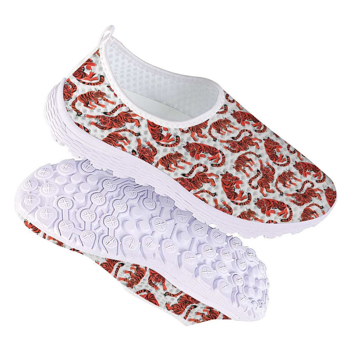 Tiger Gouache Print Pattern Nurse Shoes-grizzshop