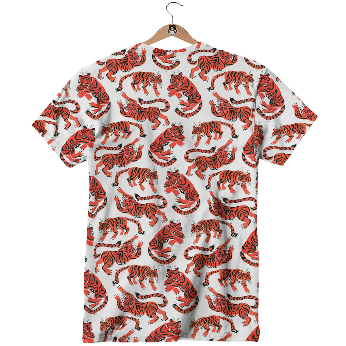 Tiger Gouache Print Pattern T-Shirt-grizzshop