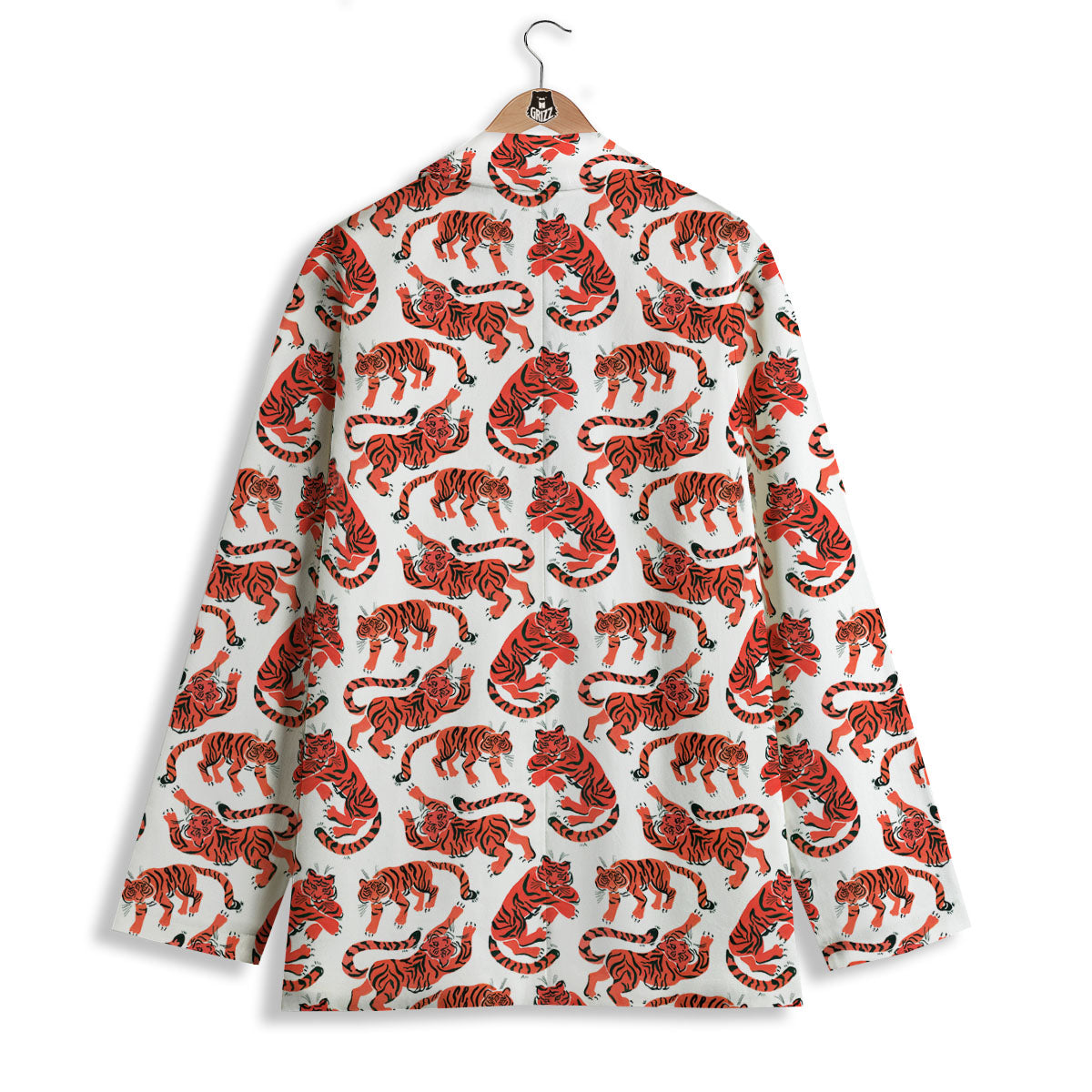 Tiger Gouache Print Pattern Women's Blazer-grizzshop