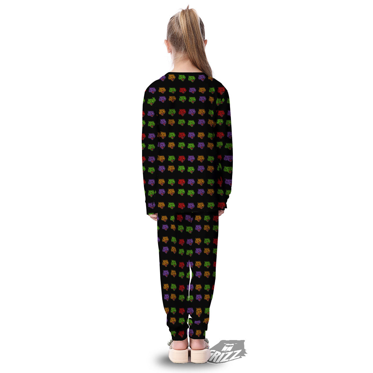 Tiger Head Colorful Print Pattern Kid's Pajamas-grizzshop