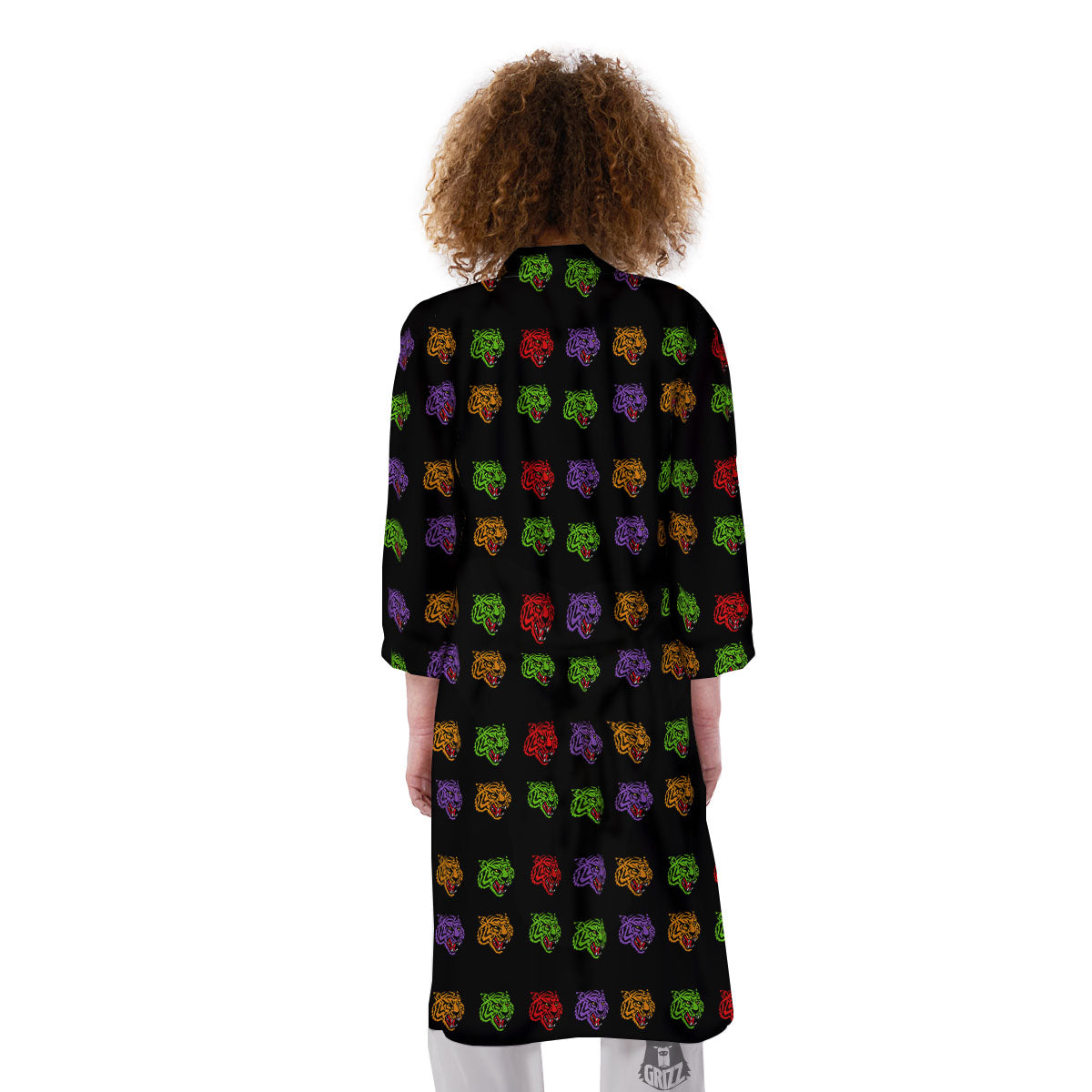 Tiger Head Colorful Print Pattern Kimono-grizzshop