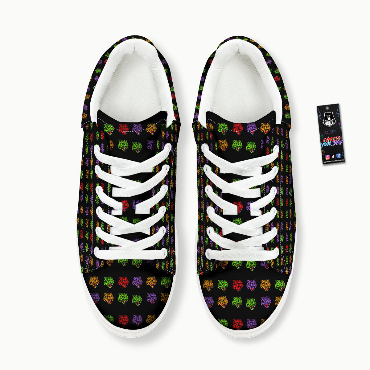 Tiger Head Colorful Print Pattern Platform Shoes-grizzshop
