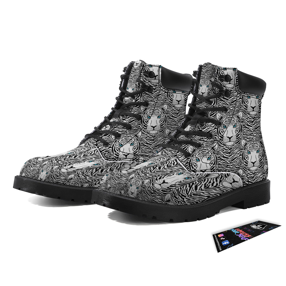 Tiger Head Striped Print Pattern Boots-grizzshop