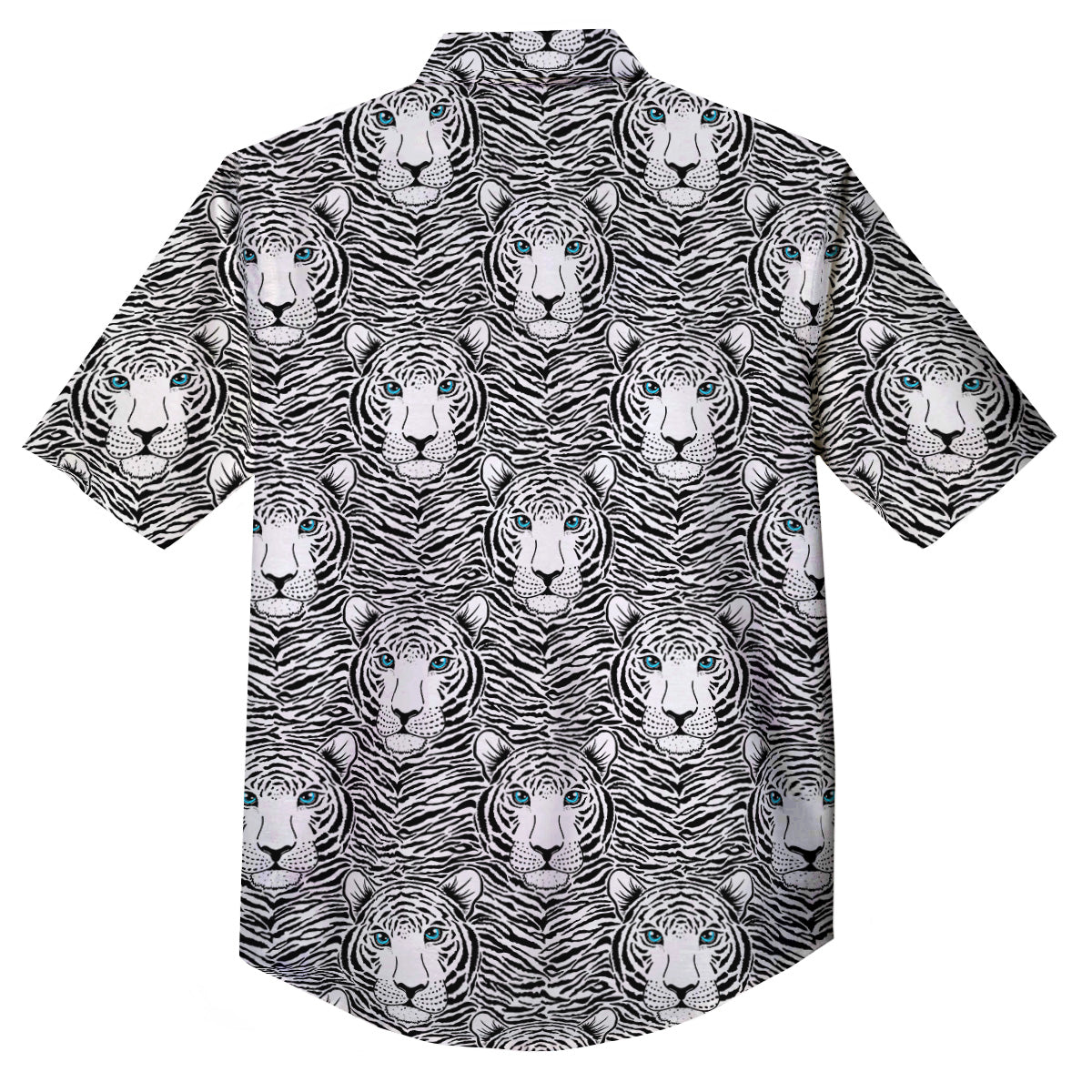 Tiger Head Striped Print Pattern Button Up Shirt-grizzshop