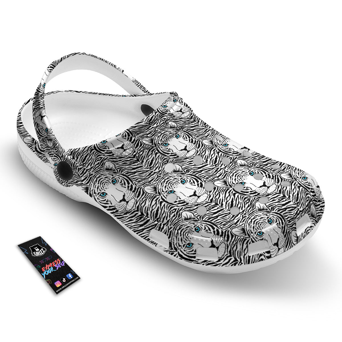 Tiger Head Striped Print Pattern Clog-grizzshop