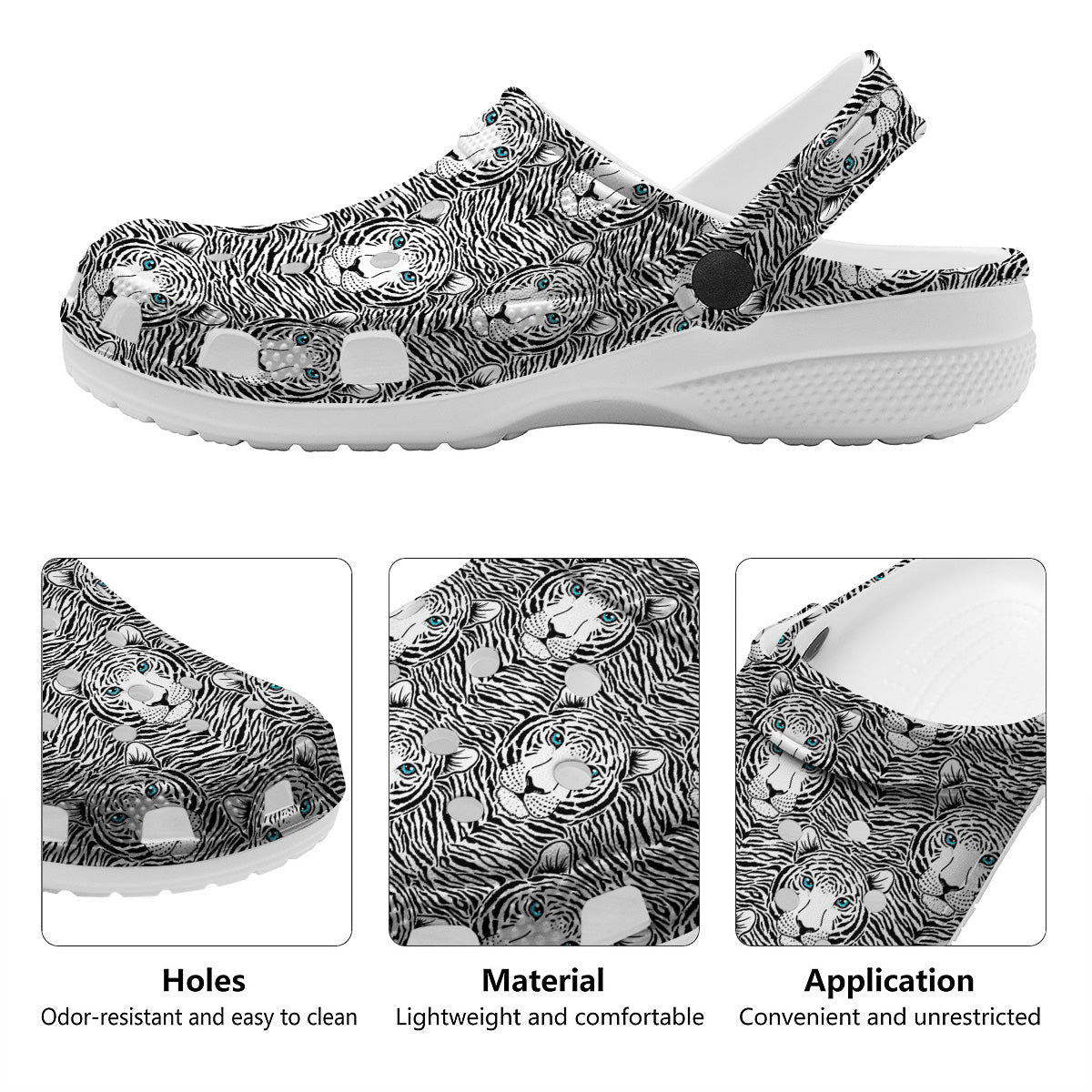 Tiger Head Striped Print Pattern Clog-grizzshop