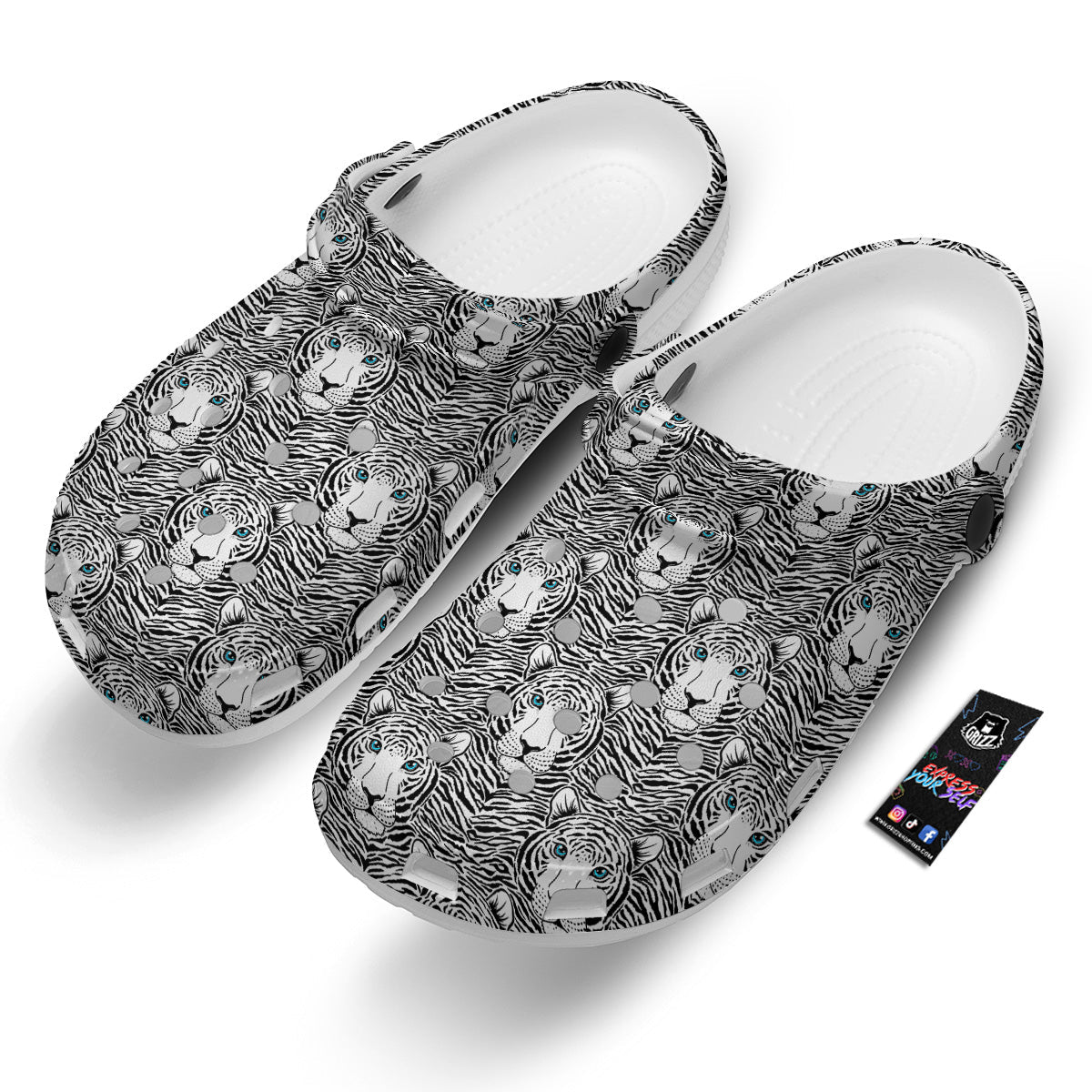Tiger Head Striped Print Pattern Clog-grizzshop