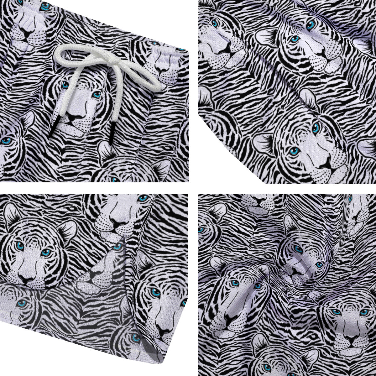Tiger Head Striped Print Pattern Men's Running Shorts-grizzshop