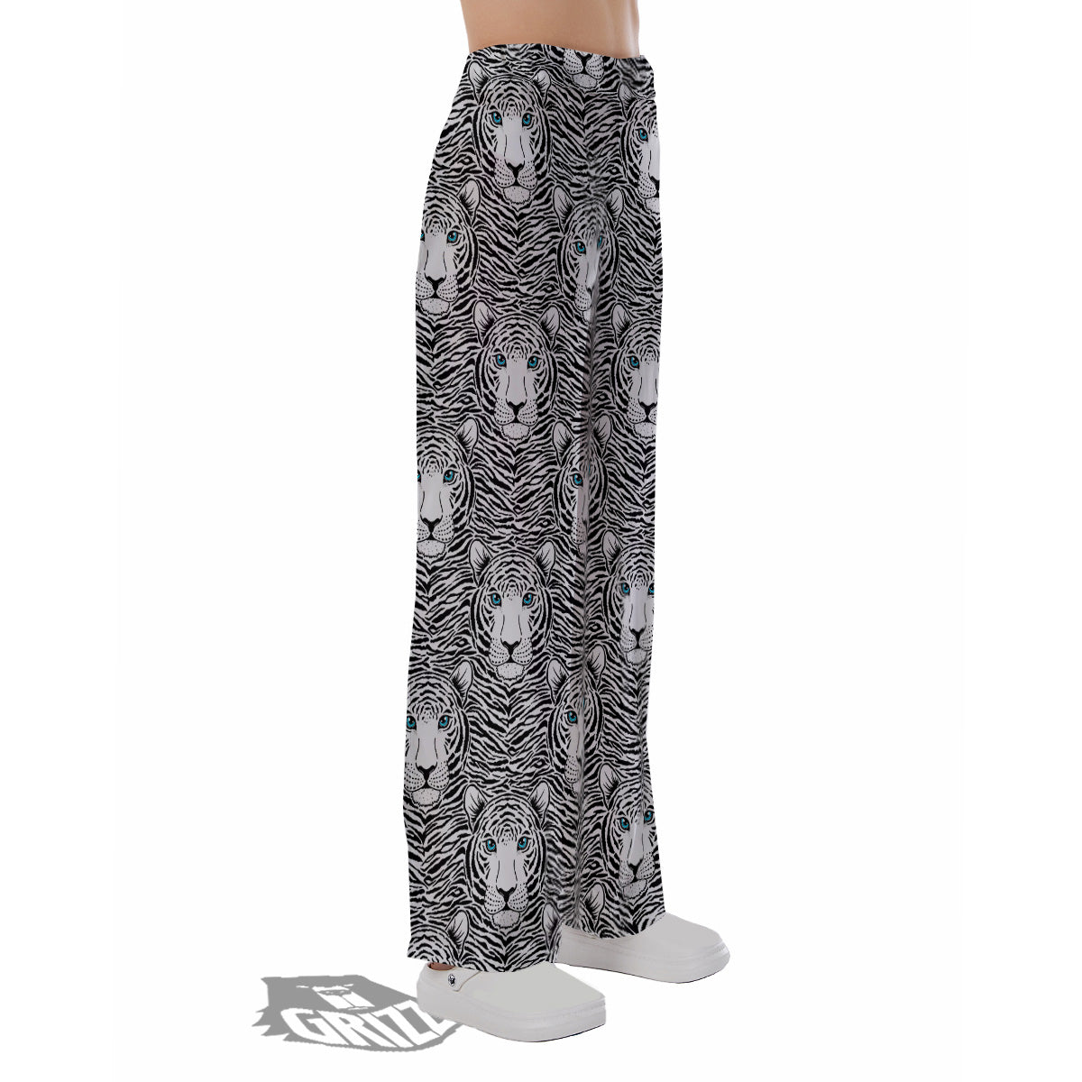 Tiger Head Striped Print Pattern Pajama Pants-grizzshop