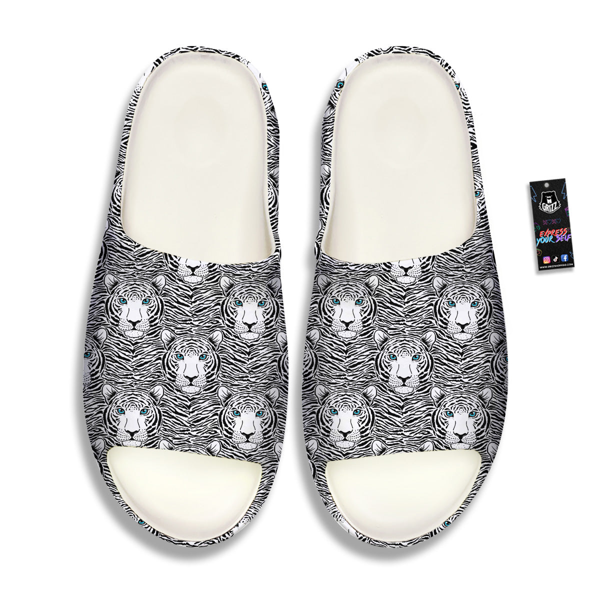 Tiger Head Striped Print Pattern Sandals-grizzshop