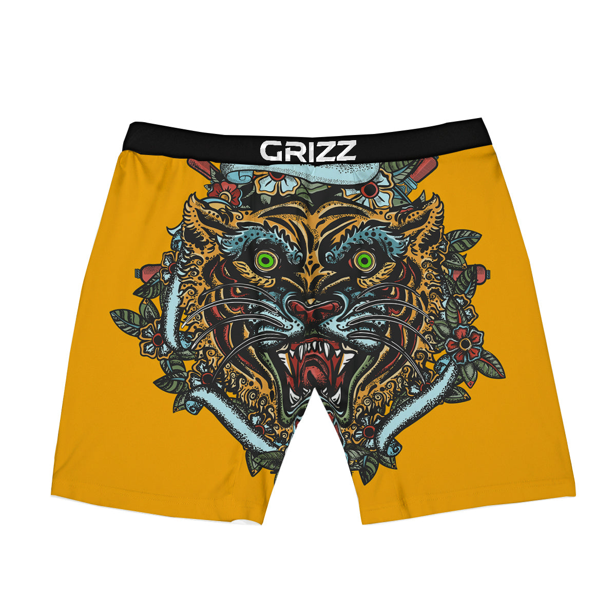 Tiger Head Tattoo Print Boxer Briefs-grizzshop