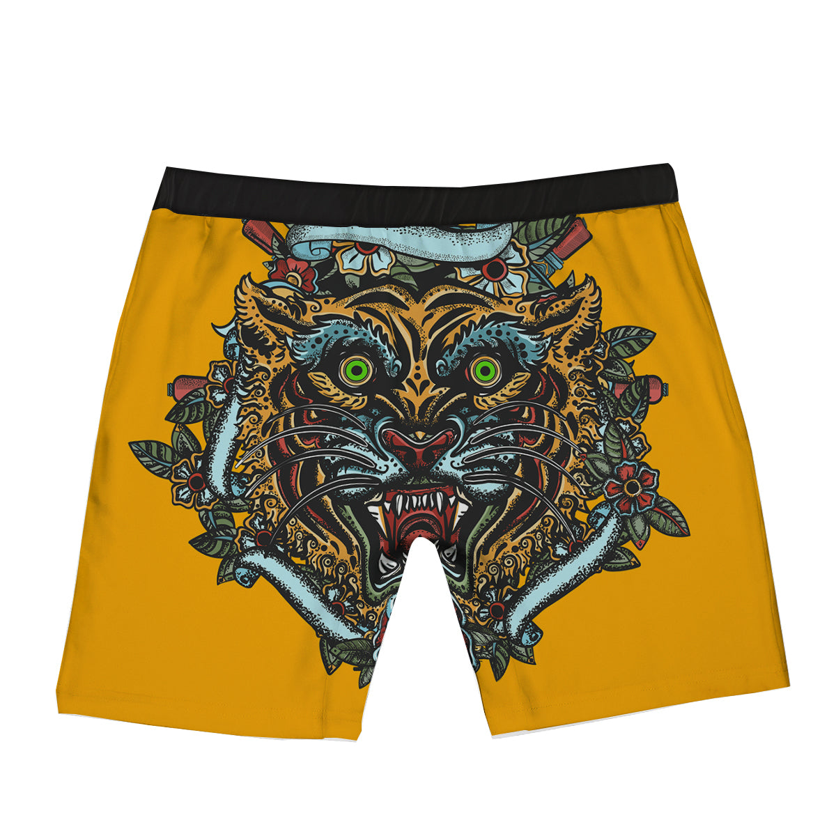 Tiger Head Tattoo Print Boxer Briefs-grizzshop
