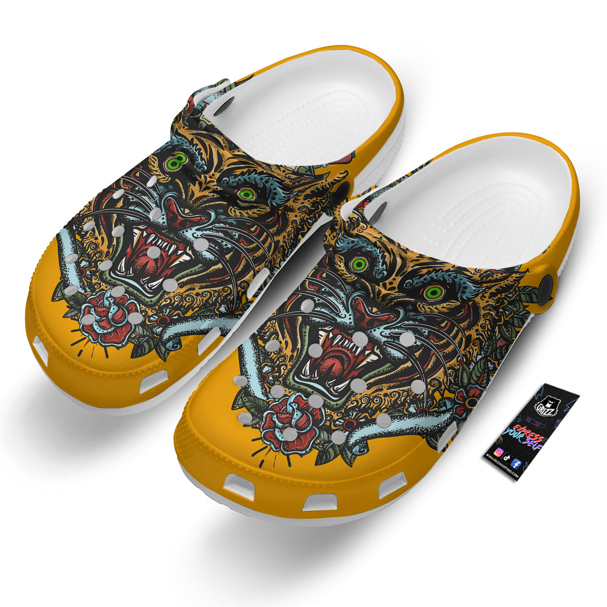 Tiger Head Tattoo Print Clog-grizzshop