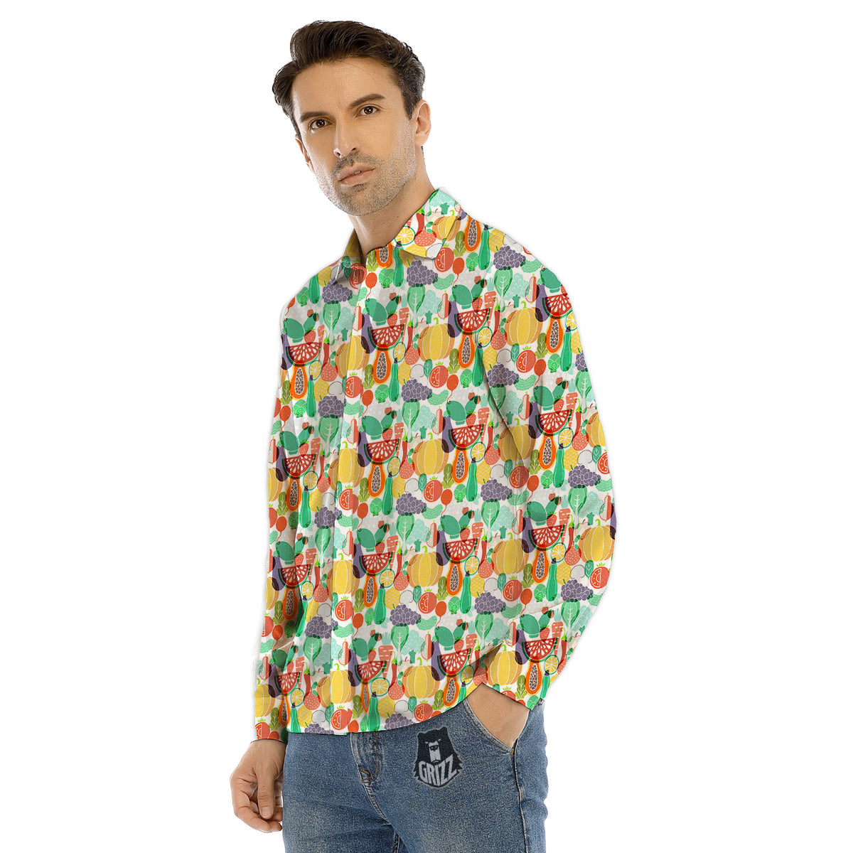 Tiger Head Tattoo Print Men's Dress Shirts-grizzshop