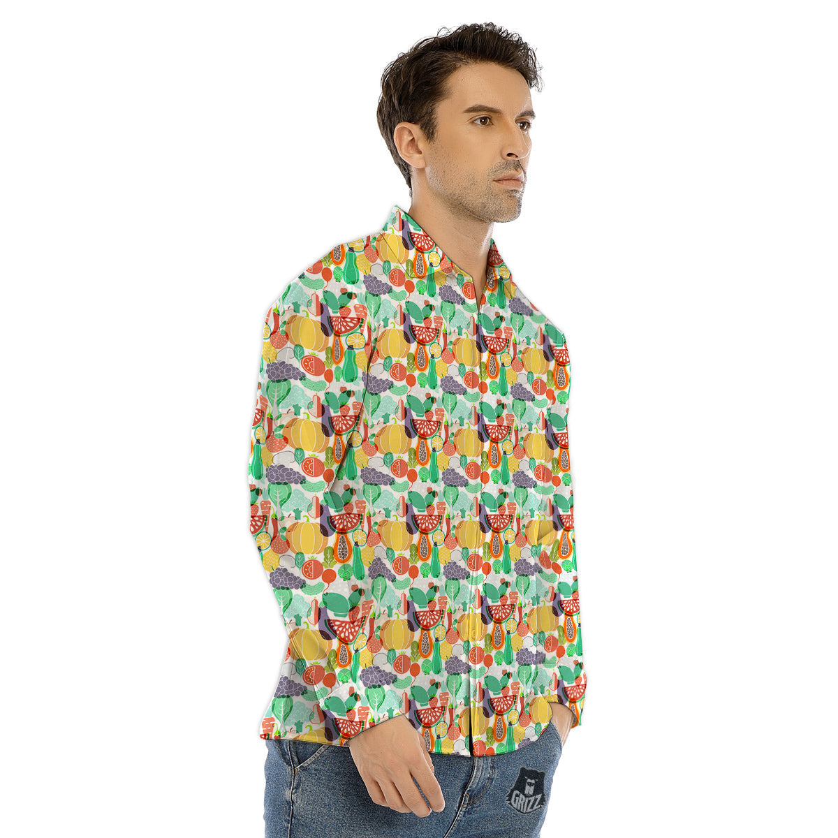 Tiger Head Tattoo Print Men's Dress Shirts-grizzshop