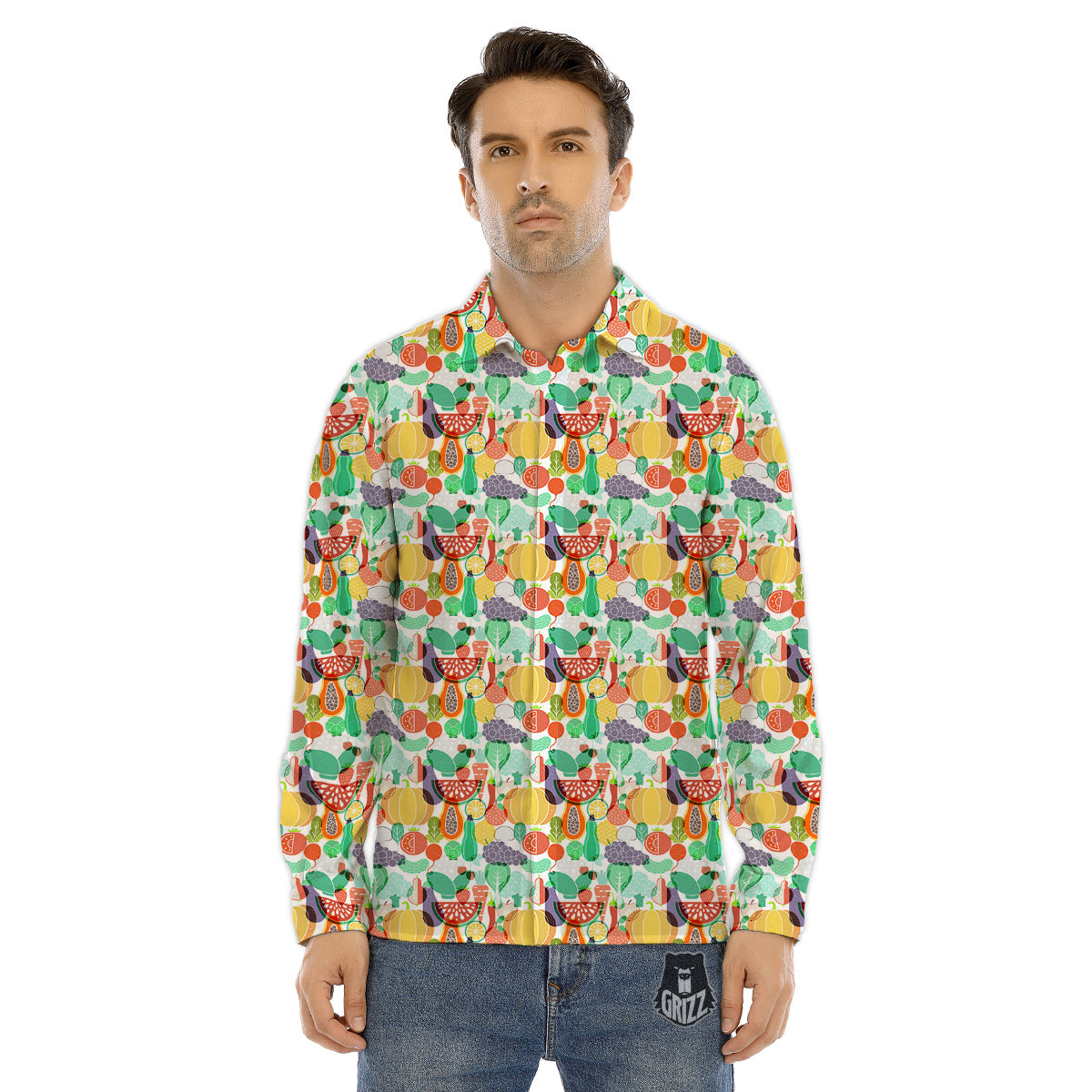 Tiger Head Tattoo Print Men's Dress Shirts-grizzshop