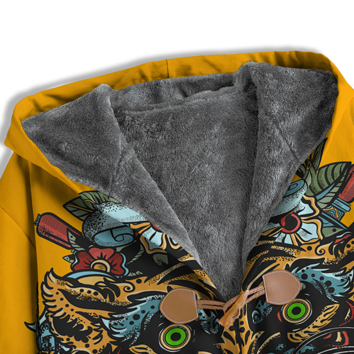 Tiger Head Tattoo Print Men's Windbreaker Jacket-grizzshop