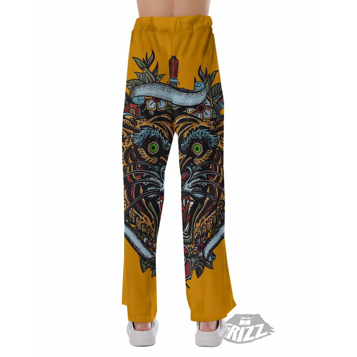 Tiger Head Tattoo Print Pajama Pants-grizzshop