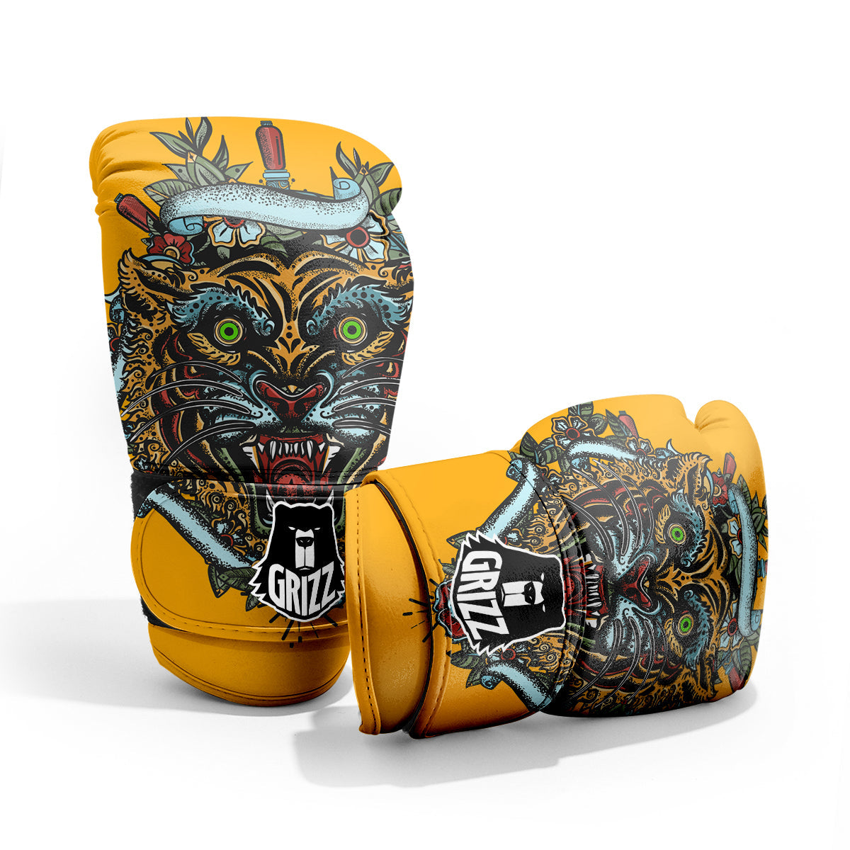 Tiger Head Tattoo Print Pro Boxing Glove