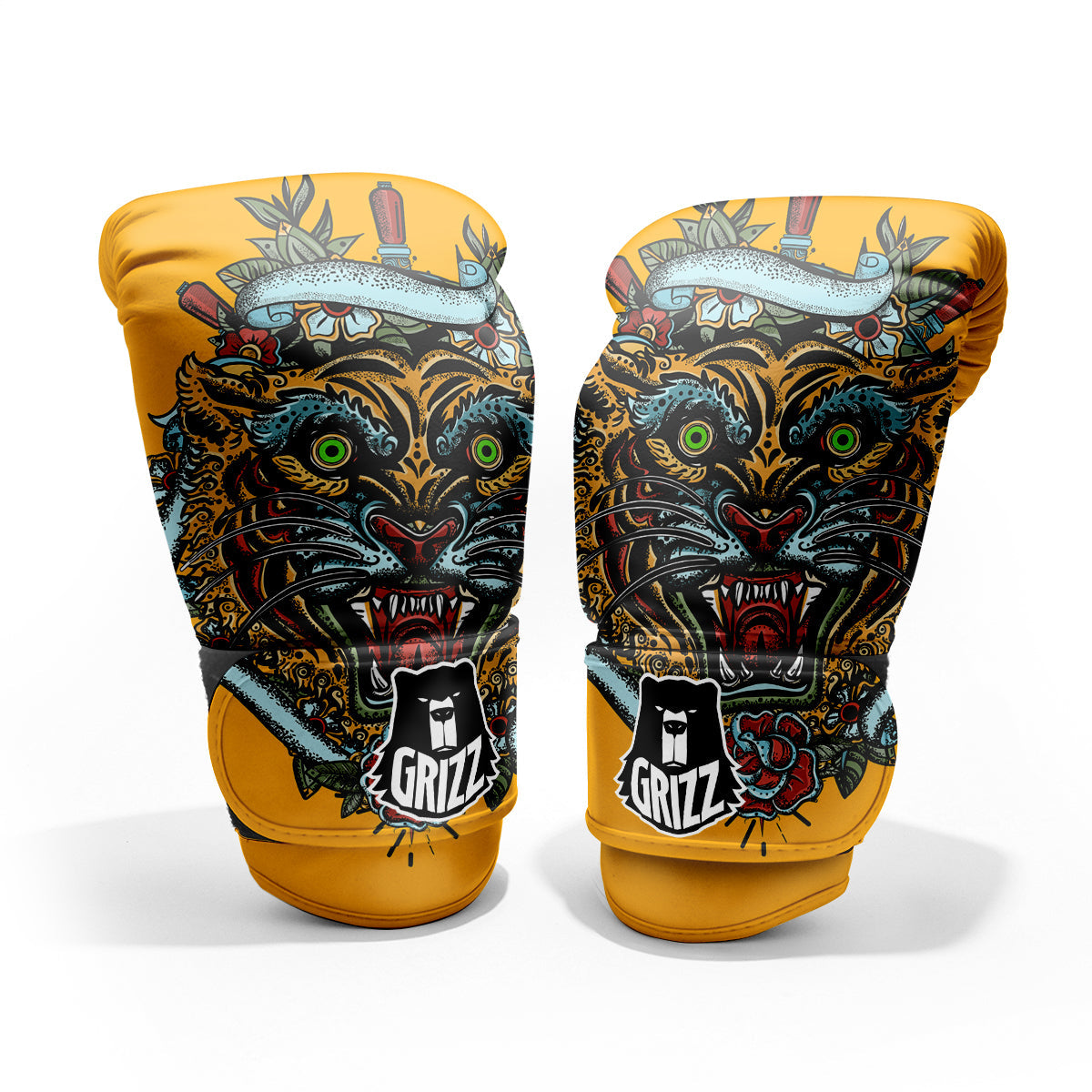 Tiger Head Tattoo Print Pro Boxing Glove