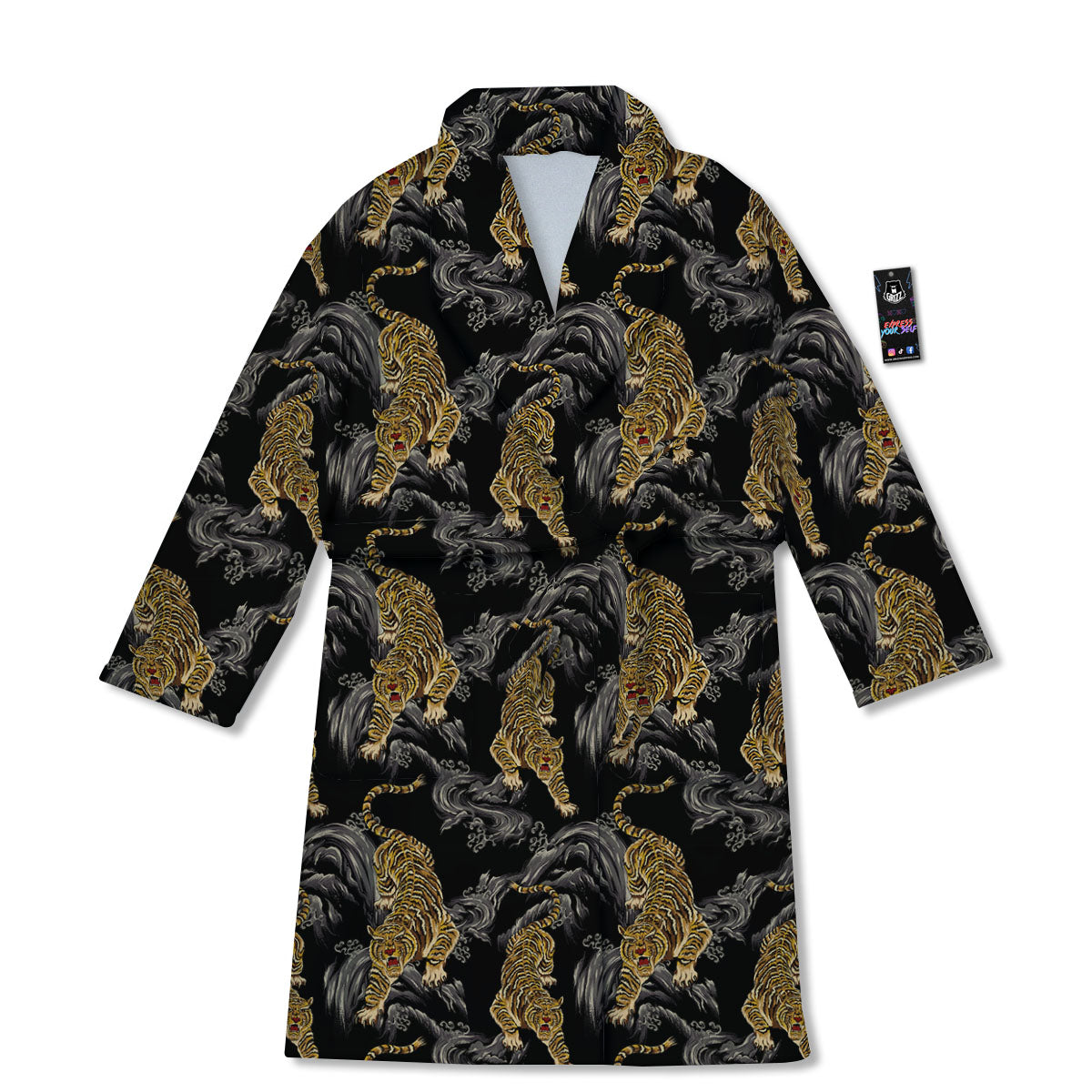 Tiger Japanese Print Pattern Bathrobe-grizzshop